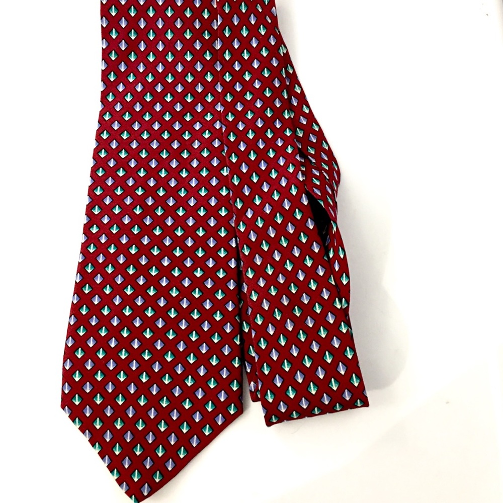 Pancaldi Dk Red Silk Print Tie